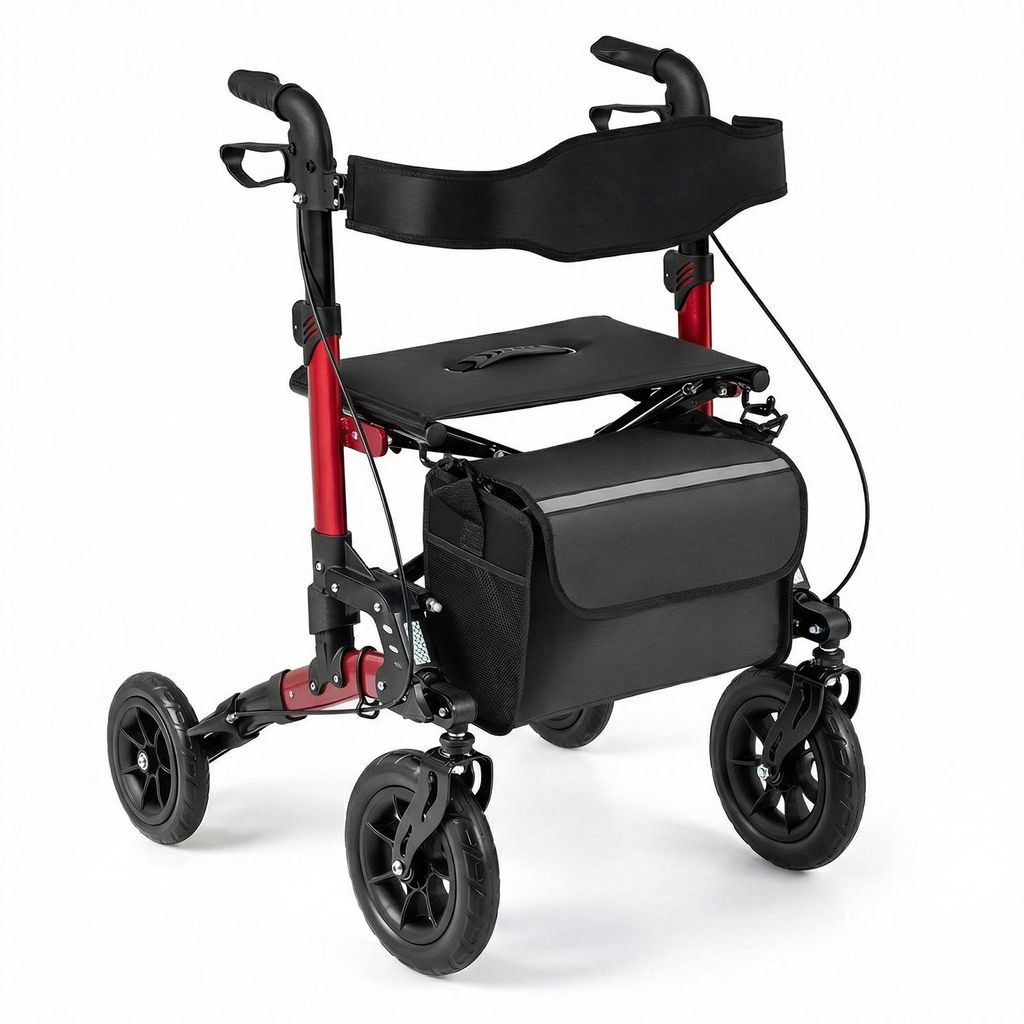 COSTWAY Składany, lekki rollator z siedziskiem, 2w1 wózek Zdjęcie produktu 
