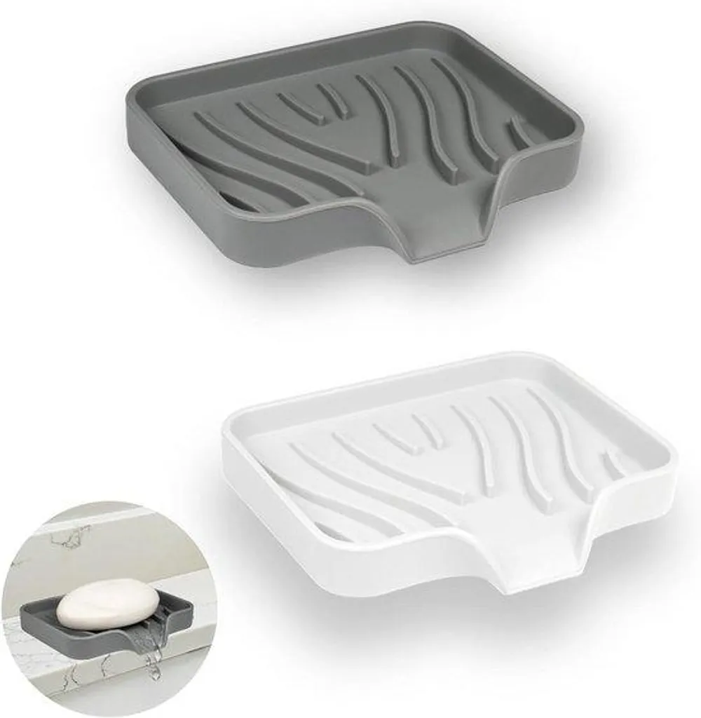 Porte-savon en silicone avec drainage douche et cuisine, lot de 2 pièces