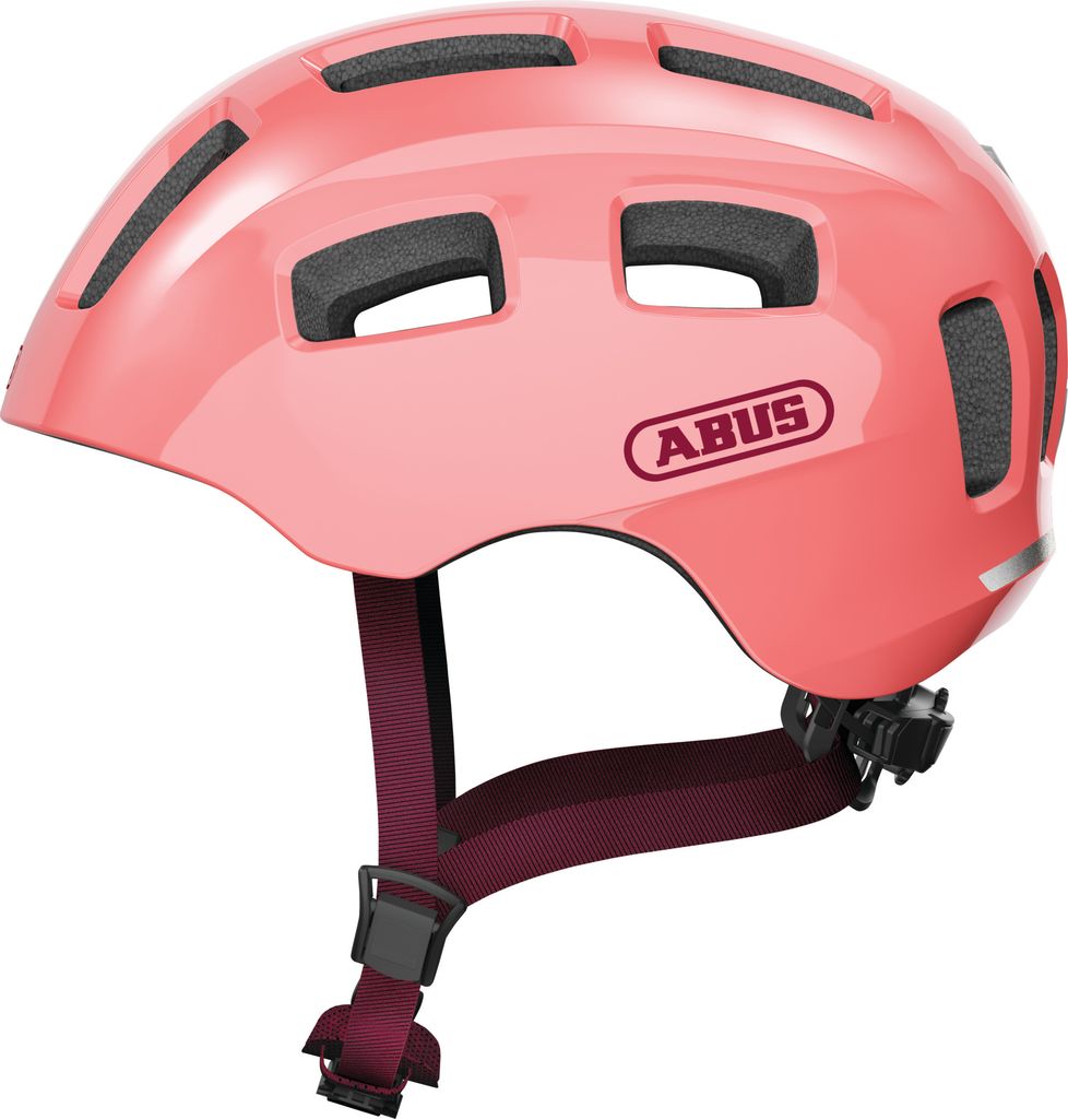 ABUS Fahrradhelm Youn-I 2.0 - mit Licht für Kinder, Jugendliche und junge Erwachsene - für Mädels und Jungs - Koralle, Größe S (48-54 cm)