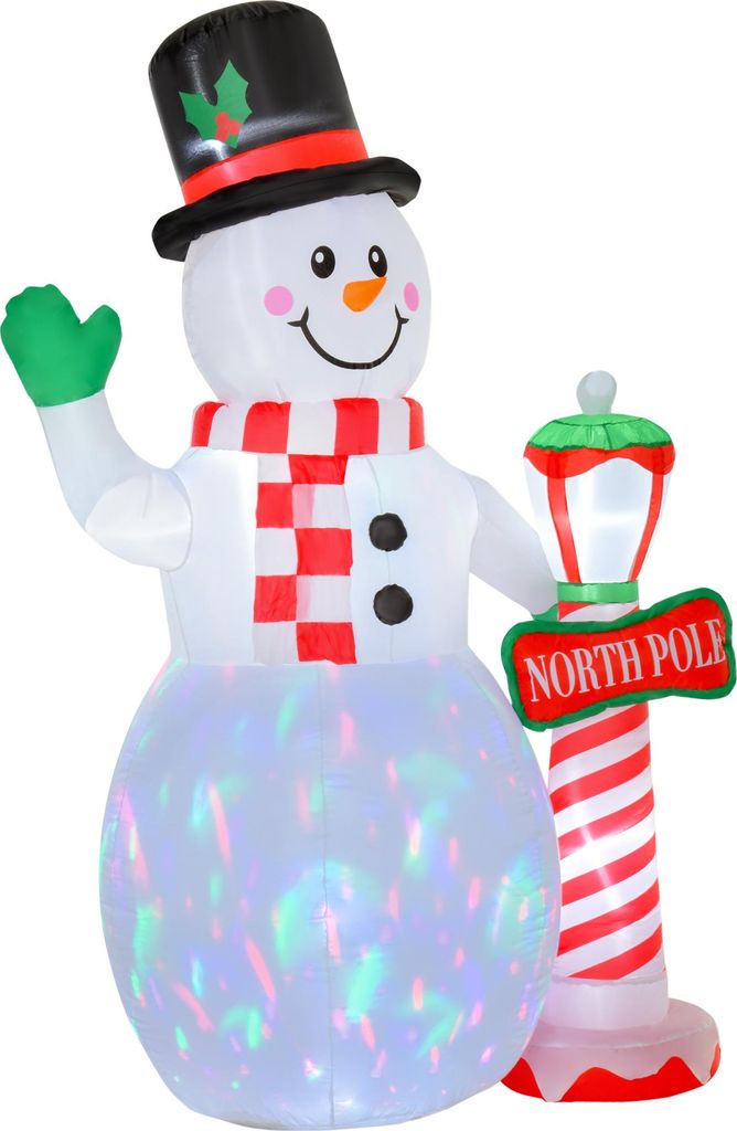 LED-Beleuchtung aufblasbarer Schneemann 2,4 m Weiß Weihnachtsdeko mit Gebläse