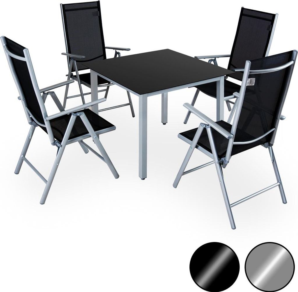 CASARIA® Salon de jardin aluminium 4 personnes table Image du produit 
