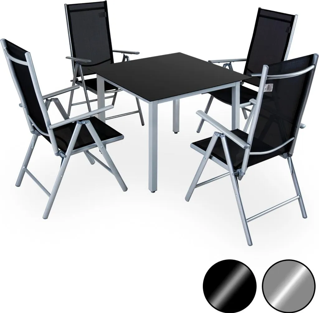 Salon de jardin 4 places avec table carrée pliable pour terrasse