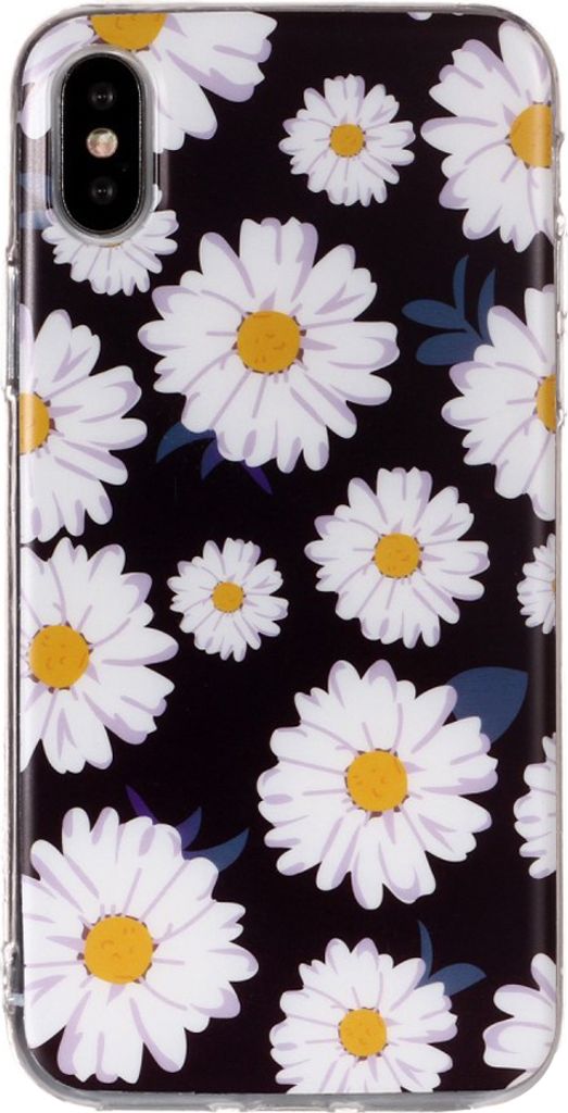 Peachy Schöne florale TPU-Hülle Kompatibel mit iPhone X XS - Gänseblümchen schwarz