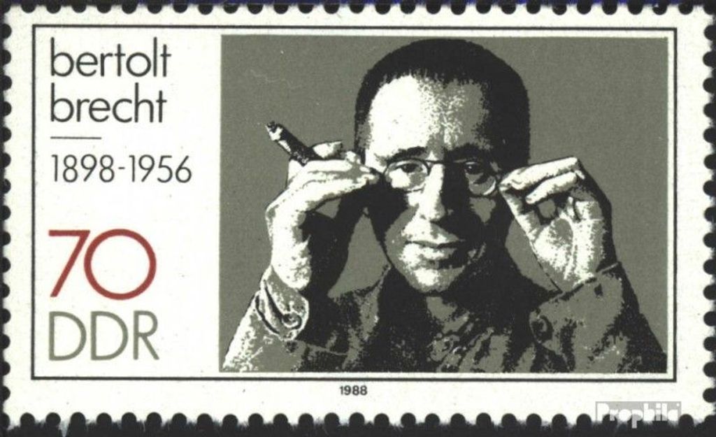 Briefmarken DDR 1988 Mi 3148 (kompl.Ausgabe) postfrisch 90.Geburtstag von Brecht / Bl.91