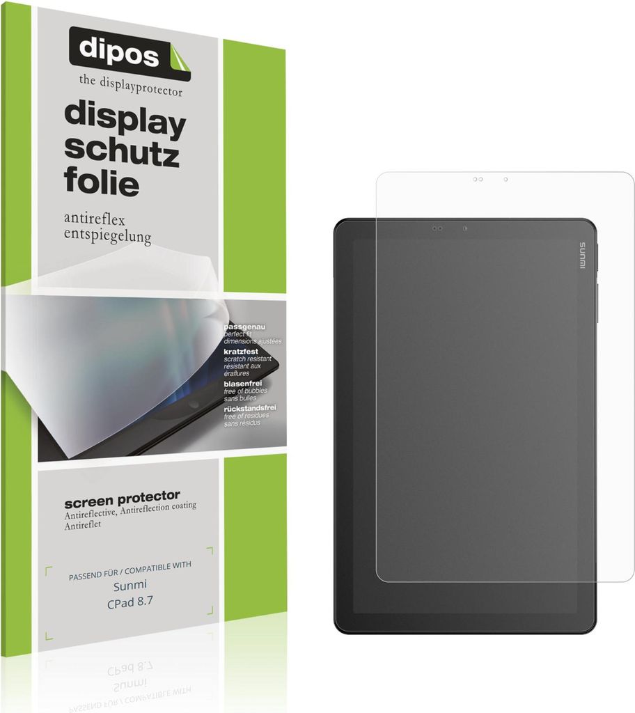 2x Schutzfolie für Sunmi CPad 8.7 matt Displayschutzfolie Folie Display Schutz dipos