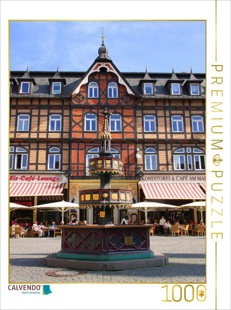 CALVENDO Puzzle Wernigerode, Marktplatz mit Wohltäterbrunnen | 1000 Teile Lege-Größe 64x48cm Foto-Puzzle für glückliche Stunden