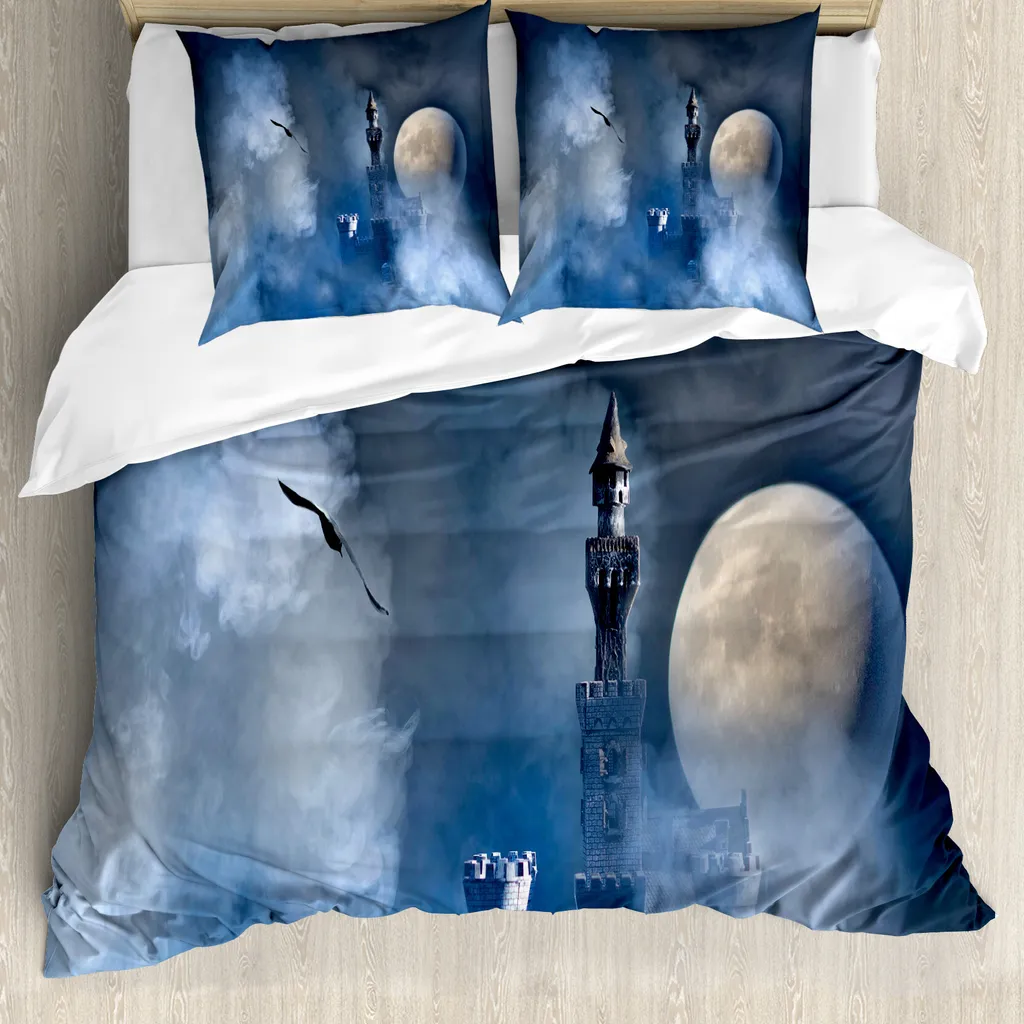 Set Letto ABAKUHAUS Castello Gotico 200x200 Blu - Eleganza Antiacaro