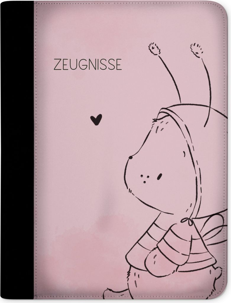 Kinder Zeugnismappe, Zeugnis Ordner A4, Hummel Bär rosa