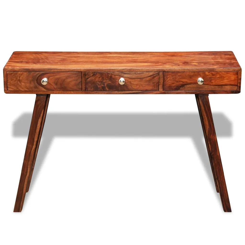 Table Console 3 Tiroirs en Bois Massif 76 cm : Style Rustique et Robuste