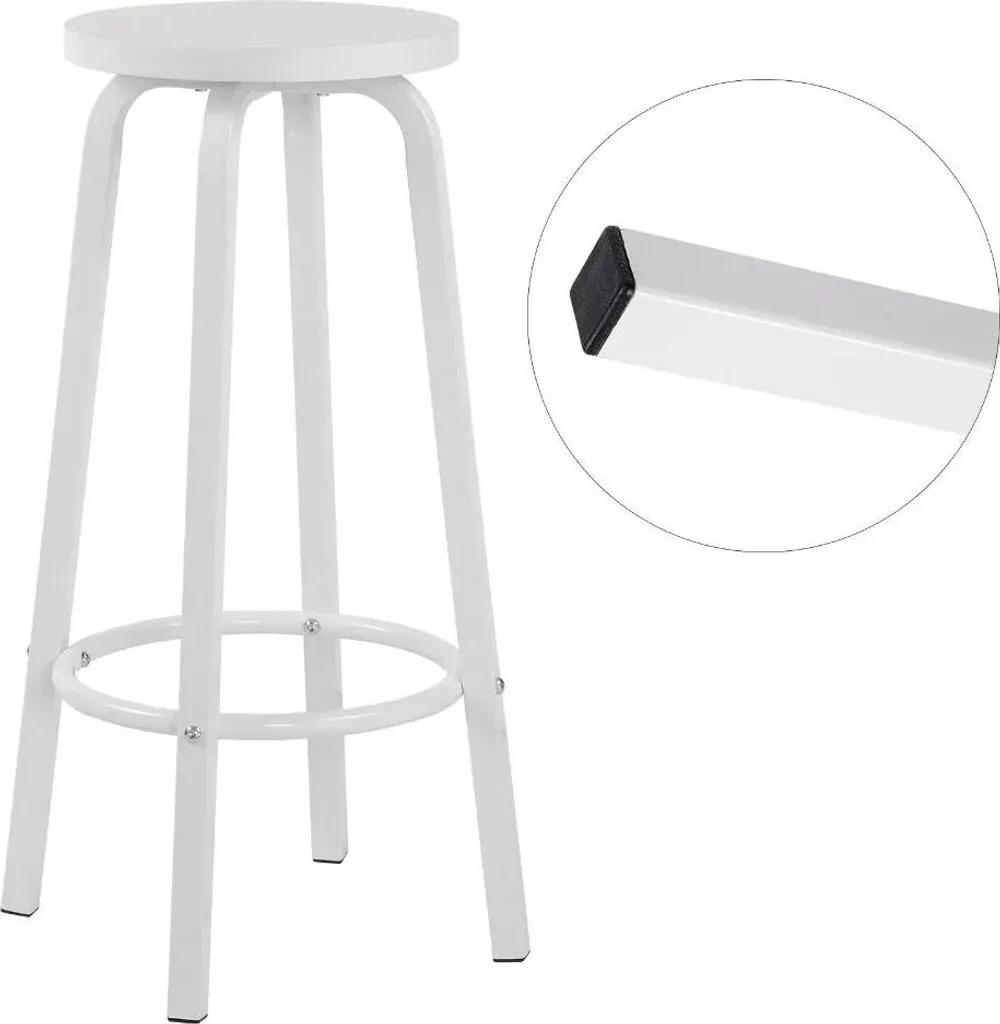Tabouret de bar 72 cm inox et assise MDF chêne clair - Ensemble de 2
