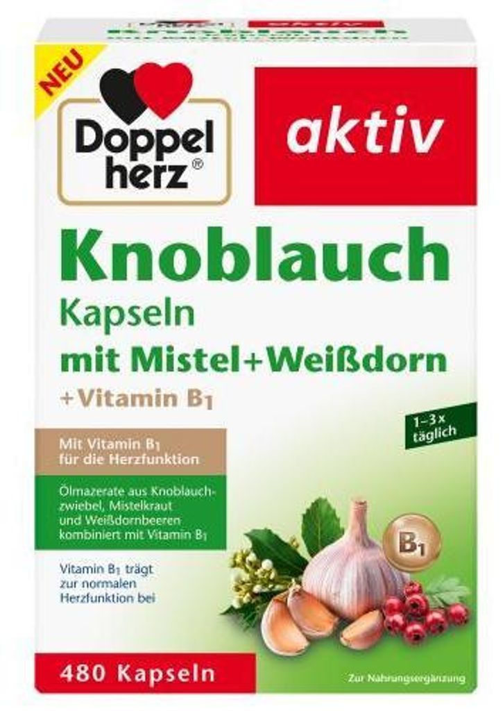Doppelherz Knobl.Kap.m.Mistel+Weißdorn+Vitamin B1 480 St Produktbild 