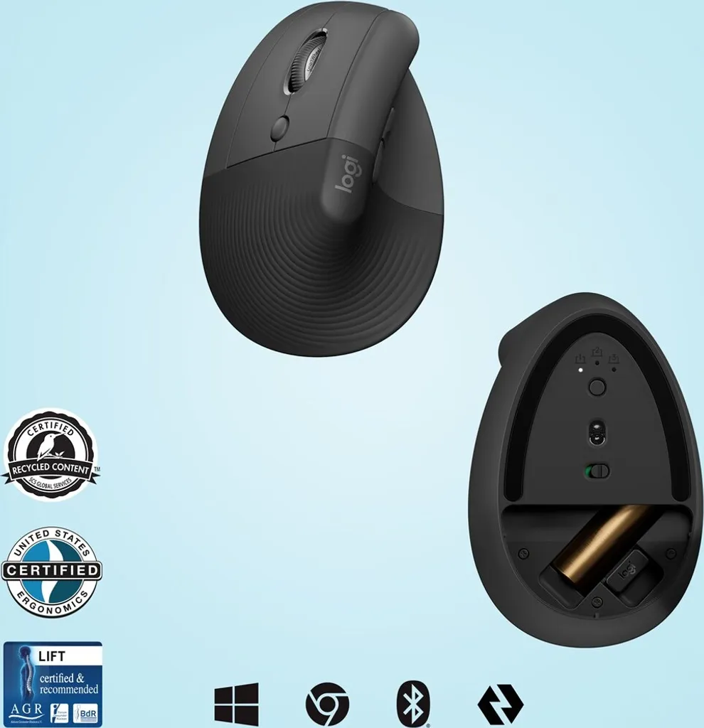 Logitech Lift Vertical Ergonomic Mouse - Souris verticale sans fil Graphite - 8