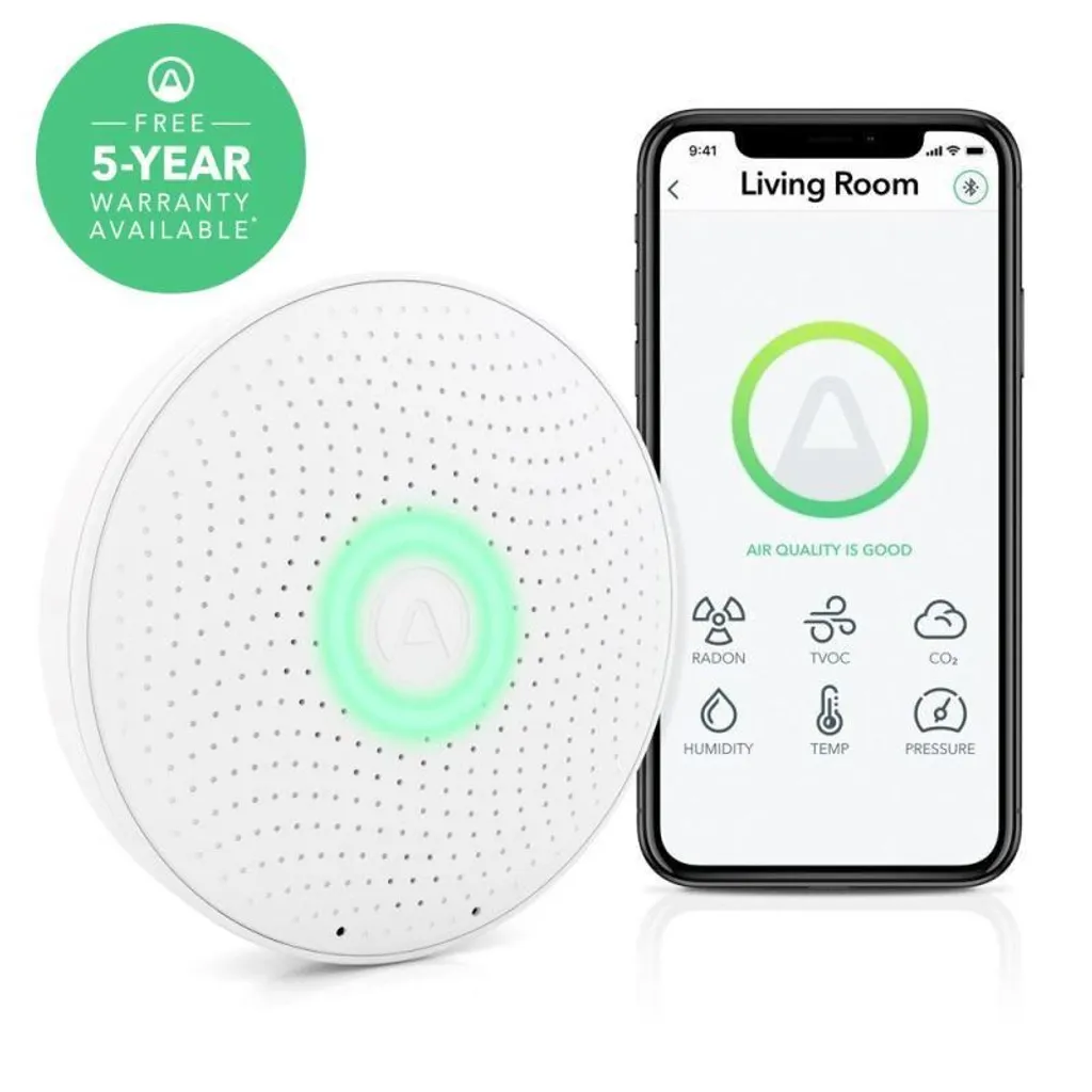Airthings Wave Plus Capteur d'Air Anti-Radon et CO2 pour Santé Maison