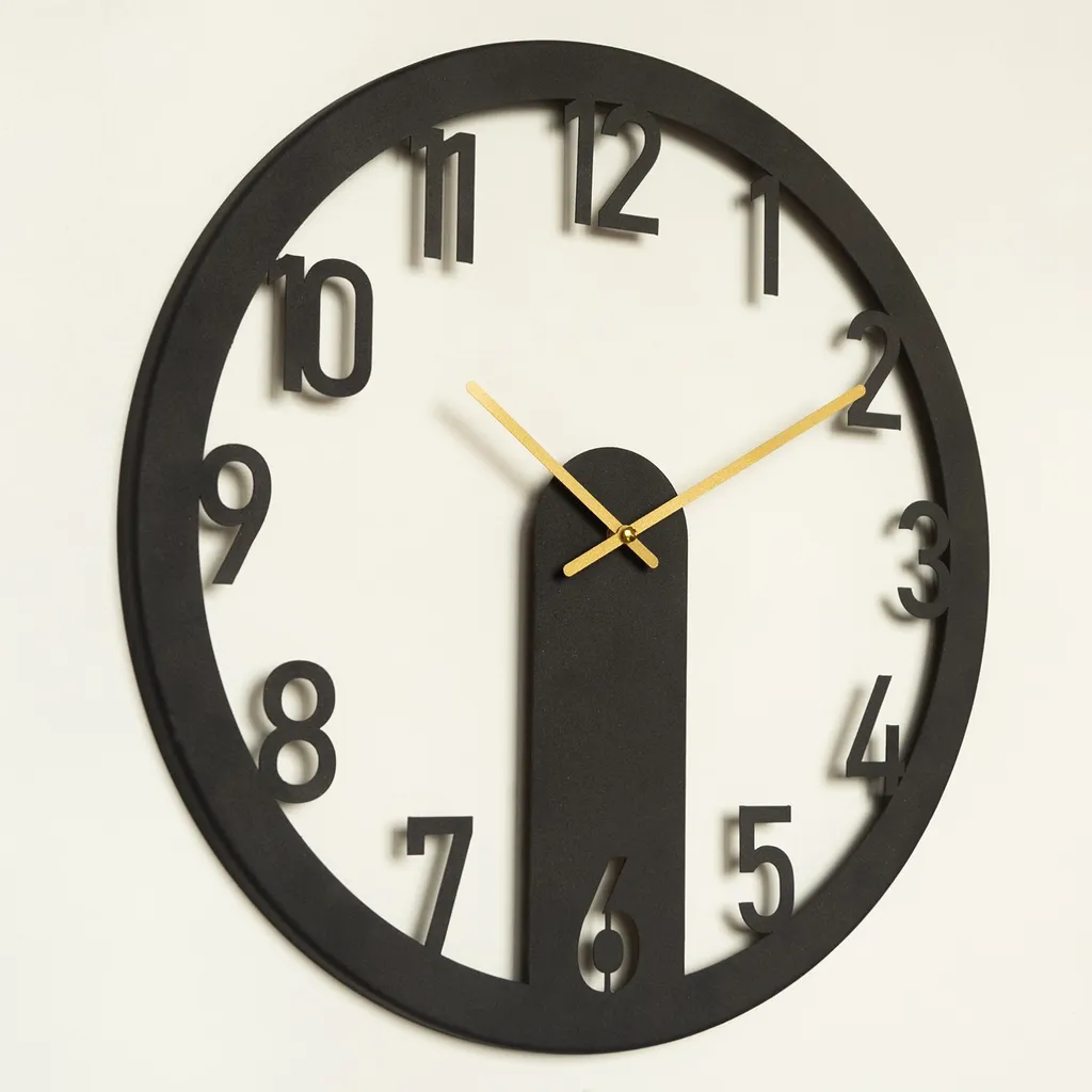 Horloge Murale Design Noir en Acier 48 cm Pendule Décorative Opviq Etta