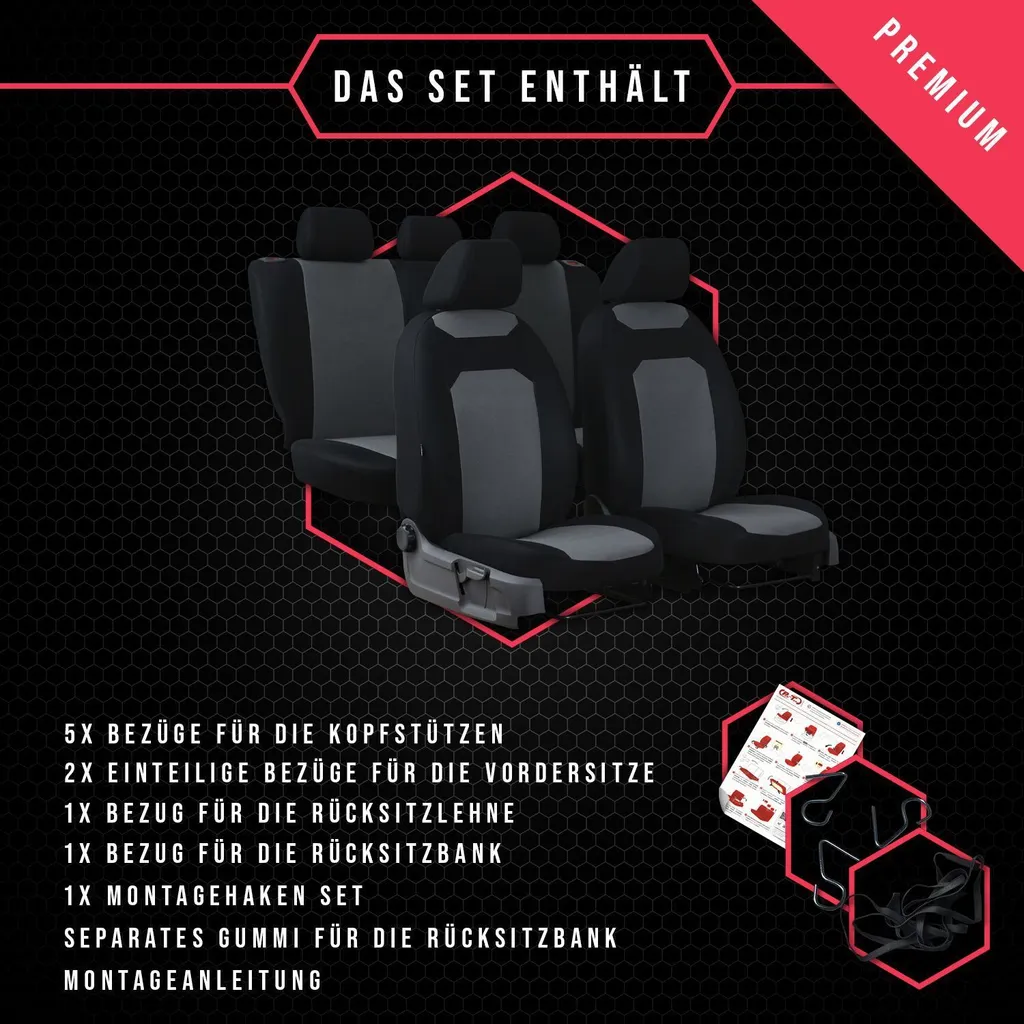 Coprisedili auto Coprisedili universali per Fiat Tipo II Set grigio - 9