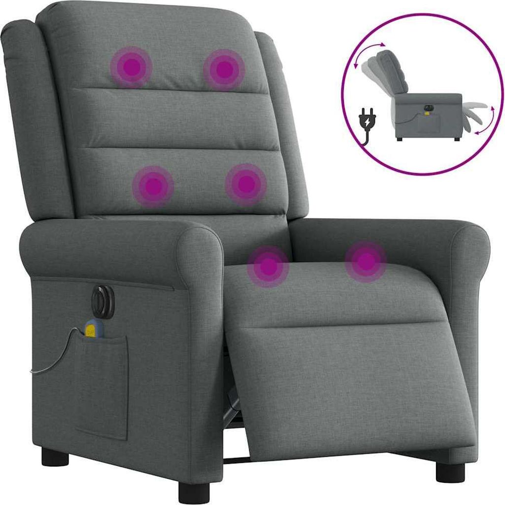 Massagesessel Elektrisch Dunkelgrau Stoff