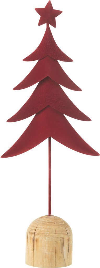 J-Line Weihnachtsbaum Auf Fuß+Stern Metall/Holz Rot Small