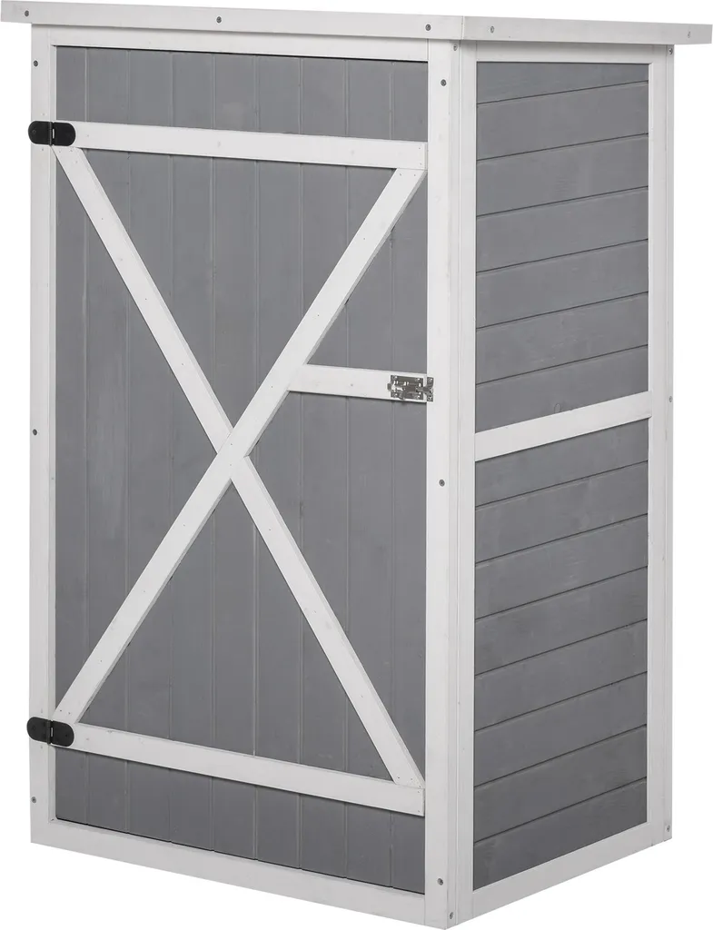 Fortuna Lai Abri de Jardin à Étagères en Sapin Noir Gris Blanc 75x56x115cm