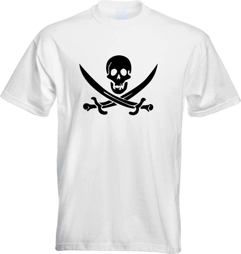 Kiwistar - T-Shirt - Weiss - Piraten Schädel Motiv Bedruckt Funshirt Design Print - mit Motiv Bedruckt - Funshirt Design - Sport - Freizeit - Herr...