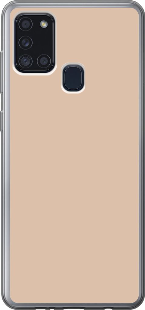 MuchoWow Handyhülle Schutzhülle Hülle für Telefoonhoesje Samsung Galaxy A21s Beige - Farben - Unifarben Silikon Softcase Handy Hülle - Harts...