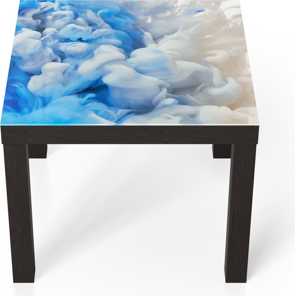 DEQORI Couchtisch 55x55 cm Schwarz 'Zweifarbiger Qualm' Glas Beistelltisch