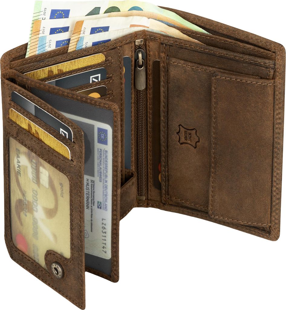Leder Geldbörse Herren Portemonnaie RFID Hochformat Produktbild 
