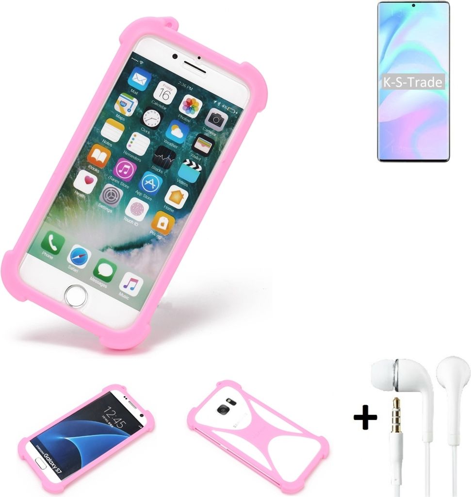 K-S-Trade Bumper + Kopfhörer kompatibel mit ZTE Axon 31 Ultra 5G Handy Hülle Schutzhülle Silikon Schutz Hülle Cover Case Silikoncase Silikonbumper