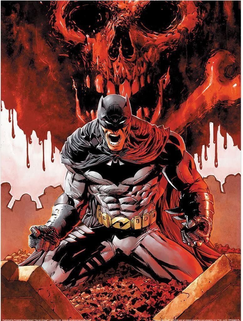 Batman - bedruckt "Red Skull", Comic-Titelbild PM8448 (40 cm x 30 cm) (Rot/Schwarz/Grau)