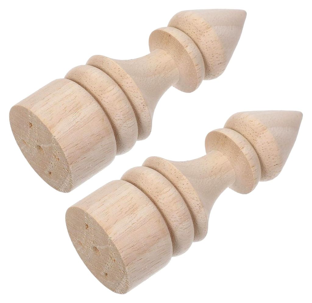 Massivholz Holzspitzen 4x10cm Unbehandelte Dekorative Aufsätze für Bettpfosten und Treppen 2 Stück