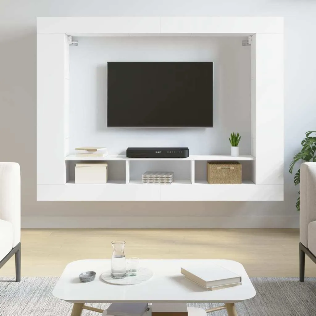 Youuihom Mobile TV Bianco 130x35x50 Cm, Mobile Bassotto Con 2 Ante E 2 Ripiani, In Truciolato, Per Soggiorno E Camera Da Letto