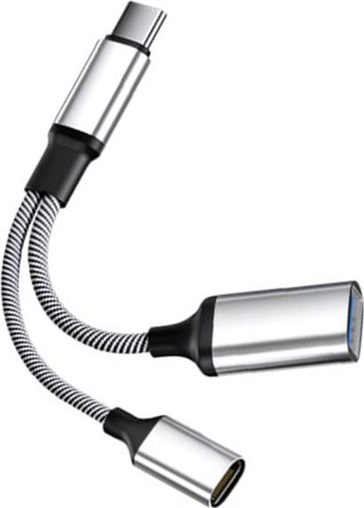 INF Multifunktionaler Type-C zu USB Adapter mit Ladefunktion, 2 Stück Silber