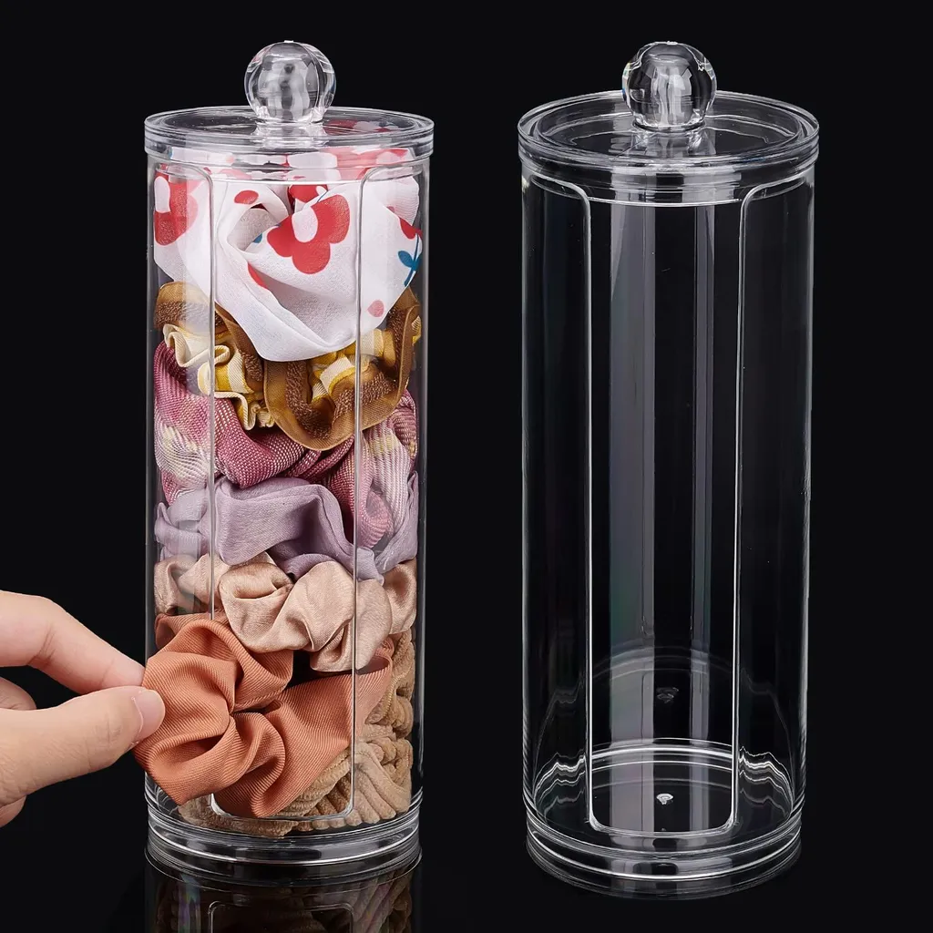 Lot de 2 Organiseurs en Acrylique avec Couvercle pour Élastiques Cheveux