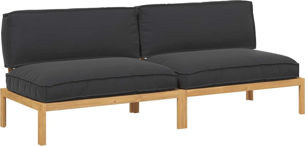 Sofa Set mit Kissen Uni 2 pcs Schwarz Massivholz Akazie