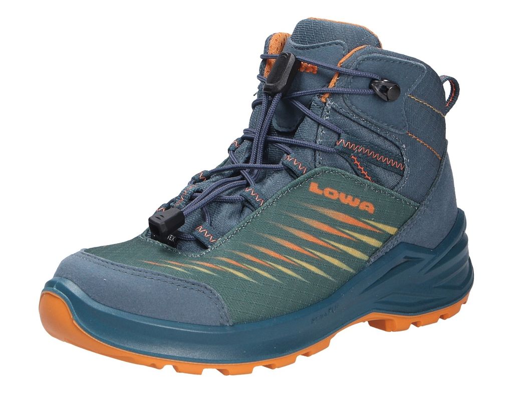 Lowa Zirrox II GTX Mid JR Wanderschuhe, Boots, Unisex, Textil, Petrol/Mango - Kinderschuhe Teens Mädchen Gr. 25 - 42, Blau