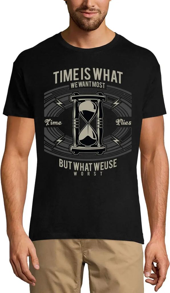 Herren Grafik T-Shirt Zeit ist was wir wollen - die meiste Zeit vergeht – Time Is What We Want - Most Time Flies – Öko-Verantwortlich Vintage ...