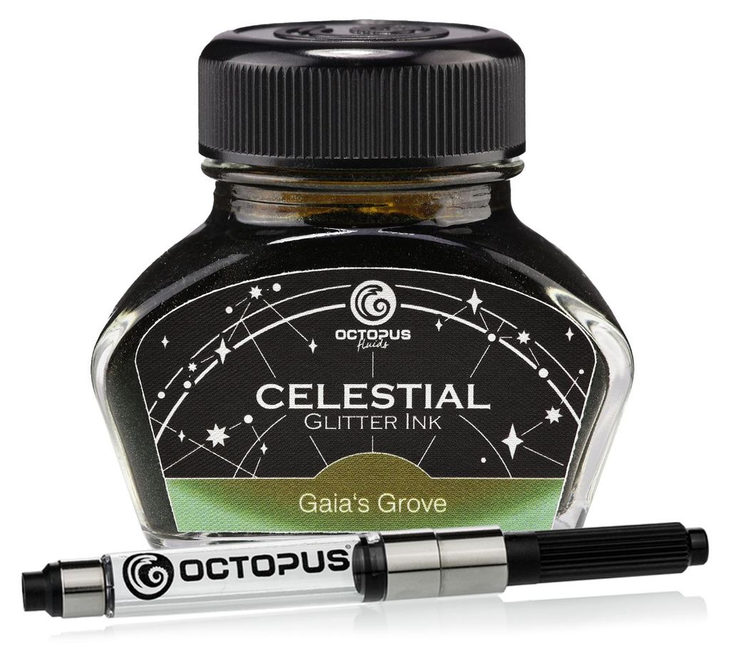 Celestial Glitter, Gaia’s Grove, Glitzer-Füllhaltertinte mit Konverter, 30 ml