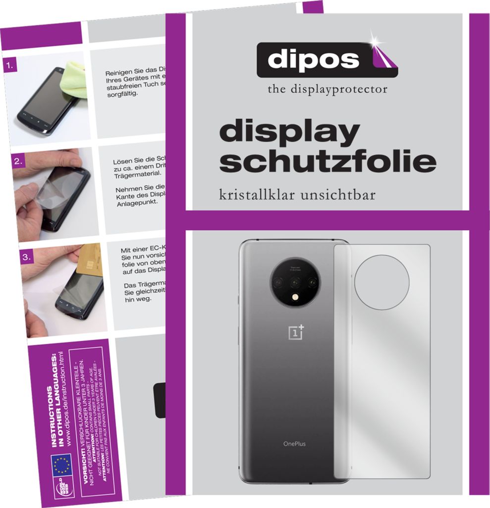 5x Schutzfolie für OnePlus 7T Rückseite klar Displayschutzfolie Folie Display Schutz dipos