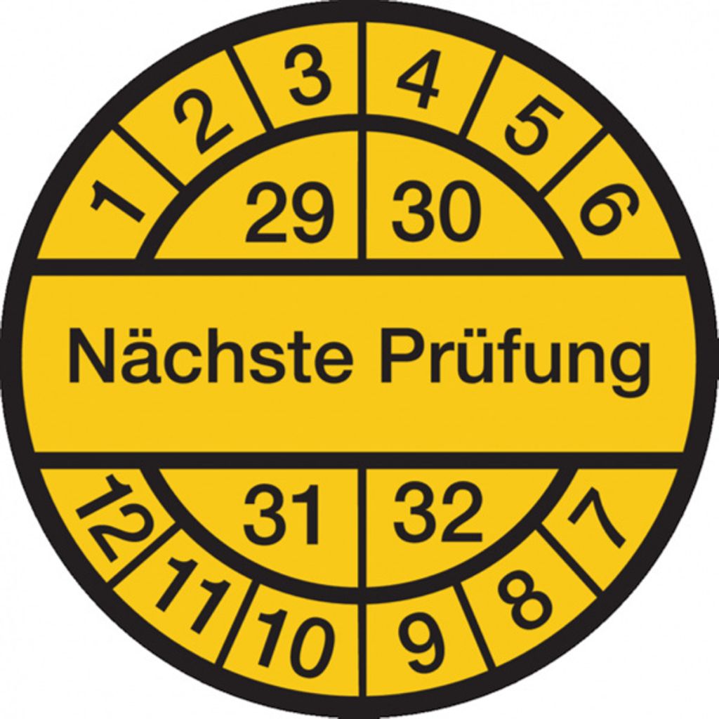 Dreifke Prüfplakette Nächste Prüfung ab 29 gelb/schwarz - 30 mm Folie selbst...