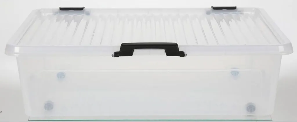 Rangement sous lit 30L boîte transparente à roulettes pour vêtements