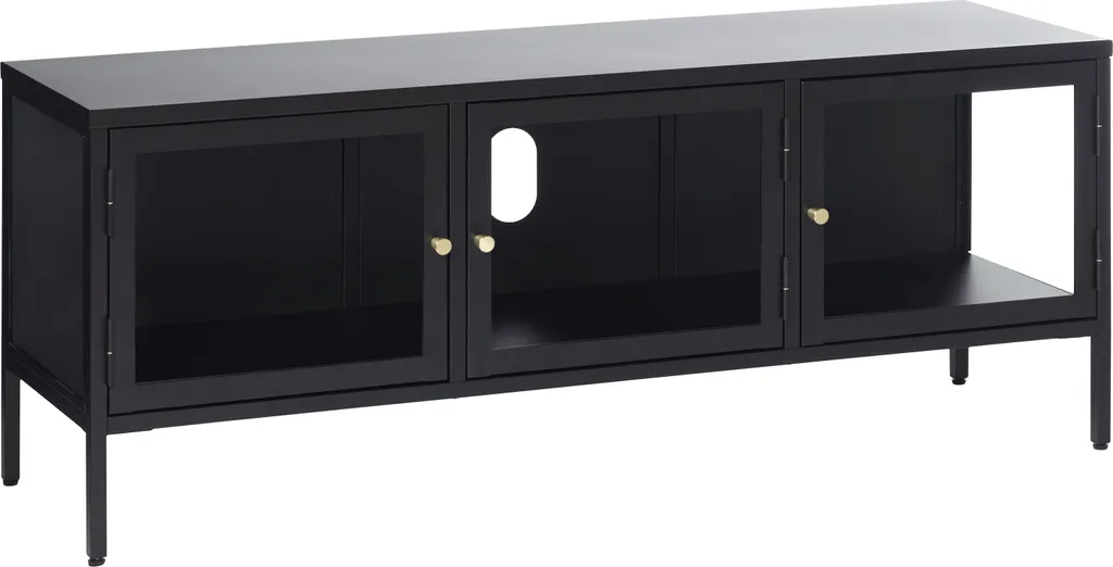 Banc TV CARMEL noir 132 cm de large - Buffet multimédia moderne et chic