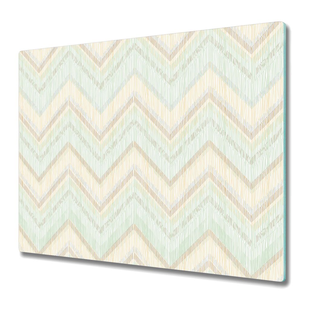 Küchenschneidebrett - Glasschneidebrett - Herdabdeckung - 60x52 - farbiges Zickzack