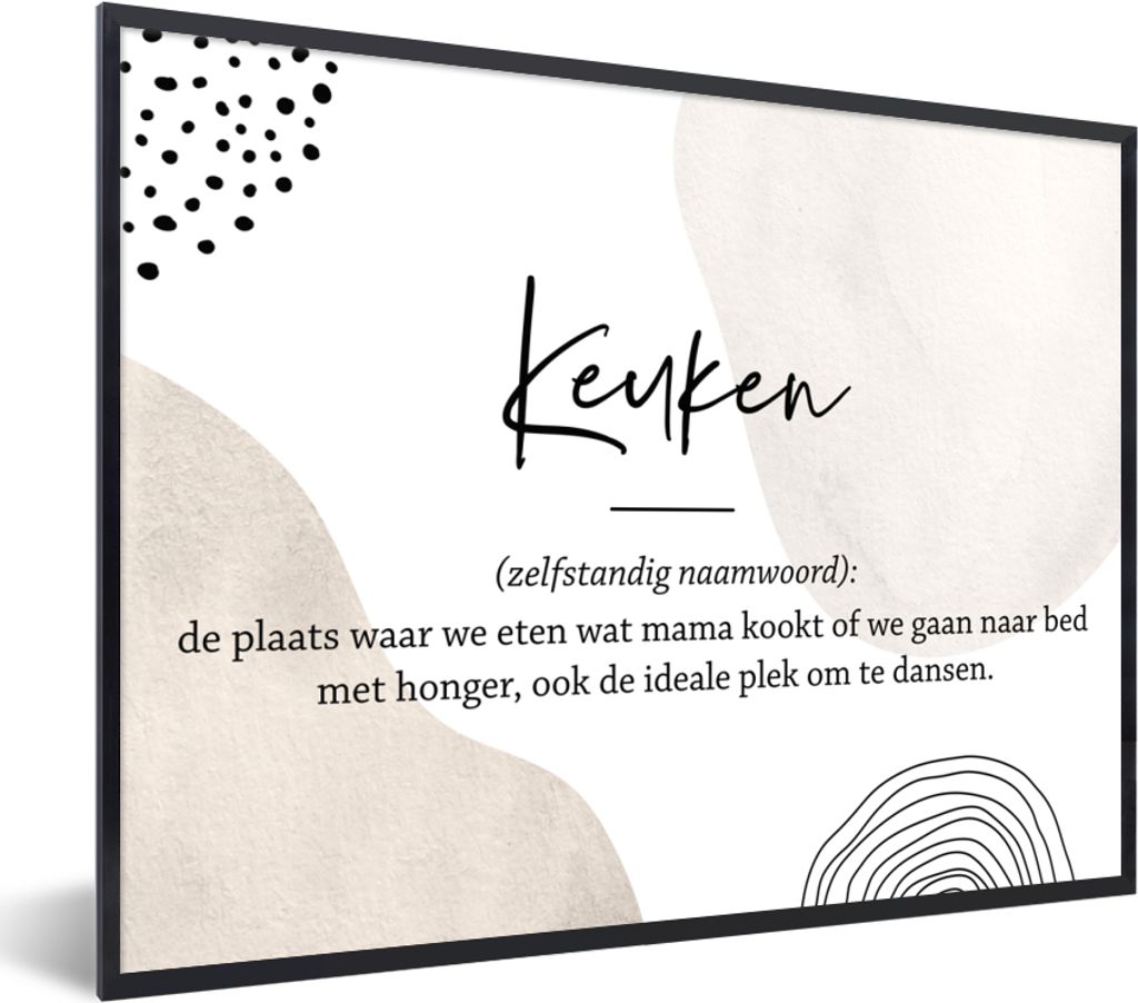 MuchoWow Gerahmtes Poster Küche - Mutter - Zitate - Definition Küche - Sprichwörter 80x60 cm - Poster mit Schwarzem Bilderrahmen Wandposter Ra...