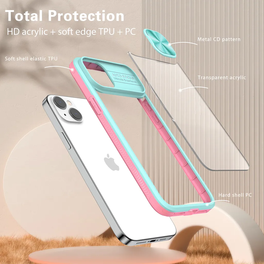 Cover Ibrida iPhone 14/13 con Slider Camera: Antiurto e Trasparente - 4