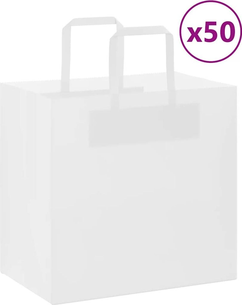 "2026 Promotion" Papiertragetaschen 50 Stk. - Hohe Qualität - mit Henkeln Weiß 26x17x25 cm - Papiertüten CC25382