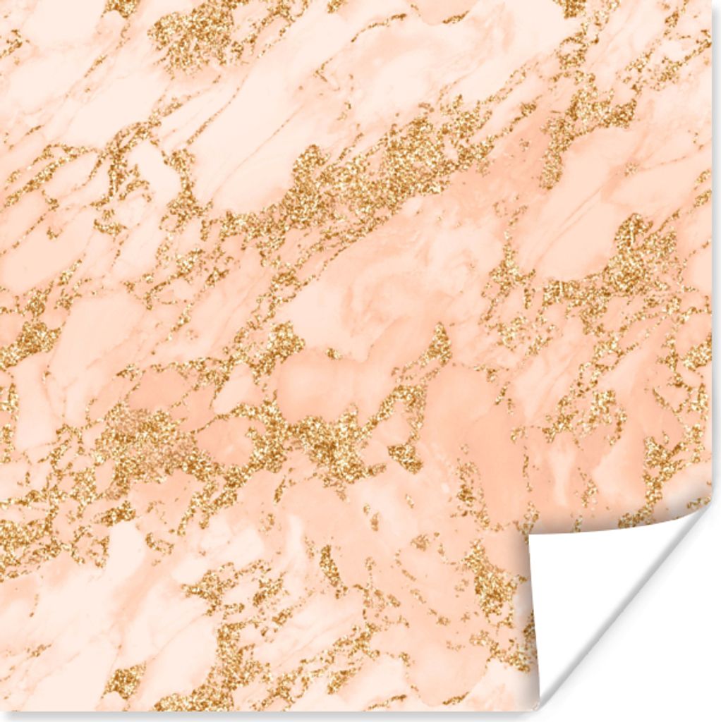 MuchoWow Poster Marmor - Roségold - Glitzer 100x100 cm - Babyzimmer