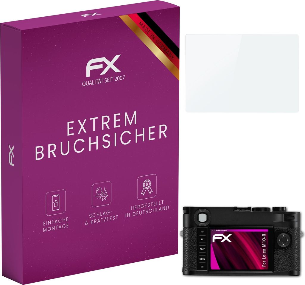 atFoliX FX-Hybrid-Glass Displayfolie kompatibel mit Leica M10-R Glasfolie