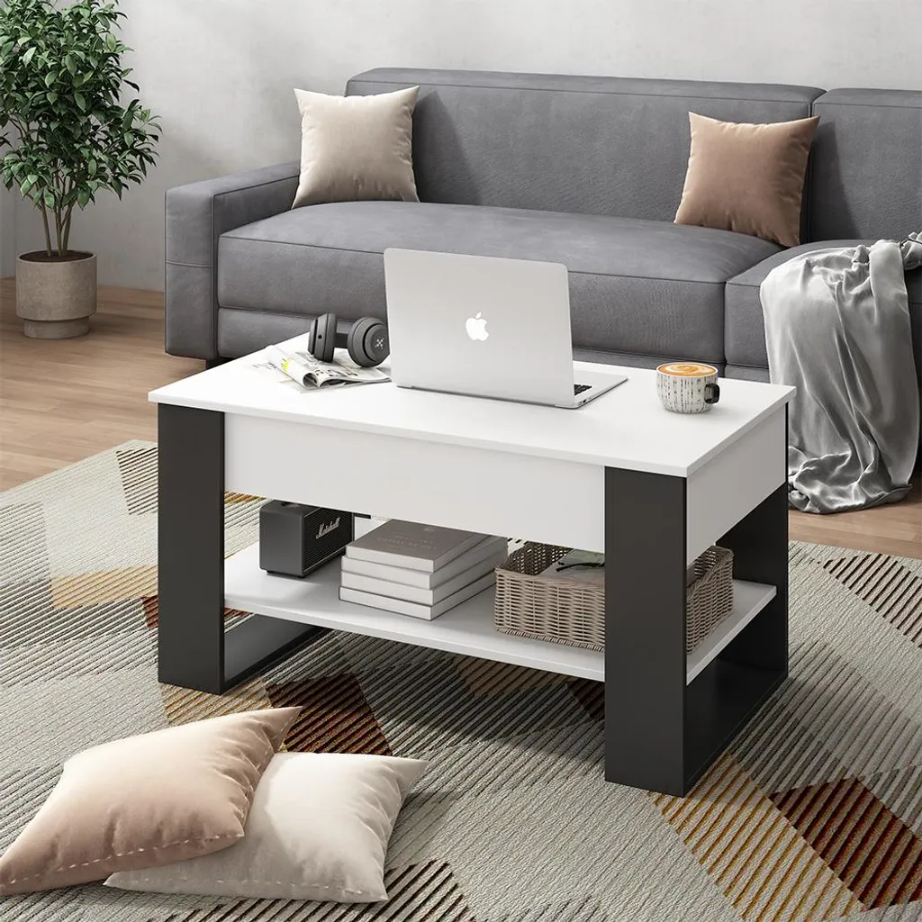 Table de salon relevable Vicco Lifto blanc et gris anthracite 92 cm - 5