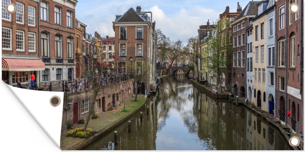 MuchoWow 80x40 cm Outdoor-Poster Gartendeko Sichtschutz Garten Poster für den Garten Architektur - Utrecht - Kanal