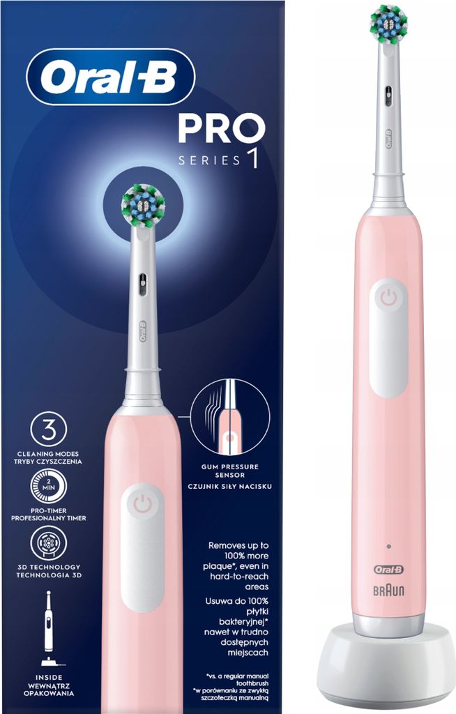 Oral-B | Elektrische Zahnbürste - Pro Series 1 - Rosa - 3 Reinigungsmodi - Professioneller Timer
