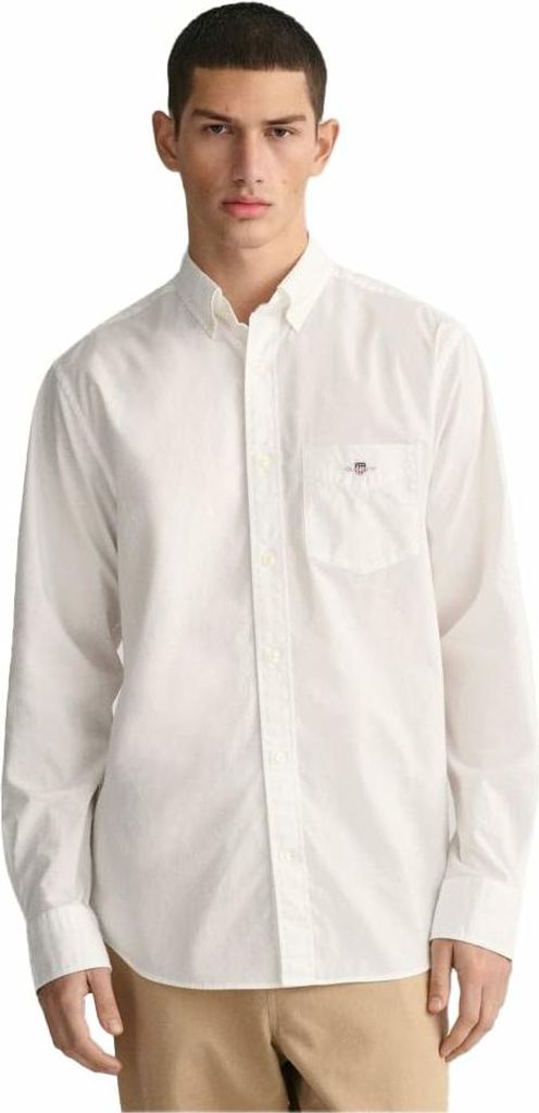 GANT Herren Poplin Hemd, klassisch, Weiß, M EU